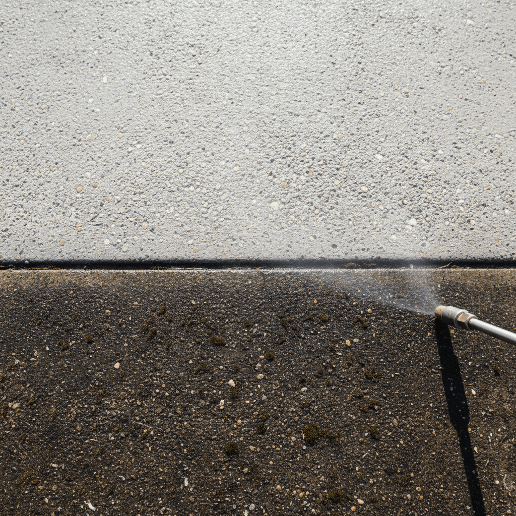 Driveway after power washing
