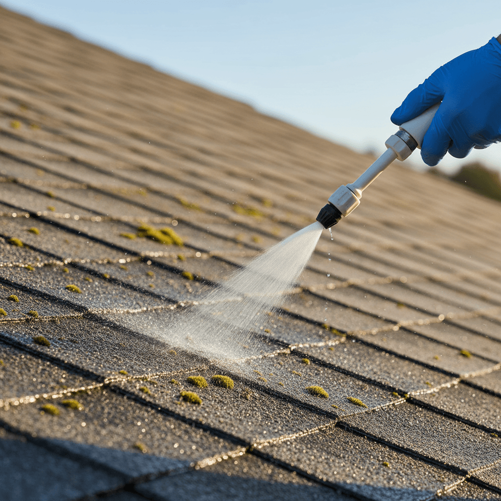 Soft wash application on wood siding