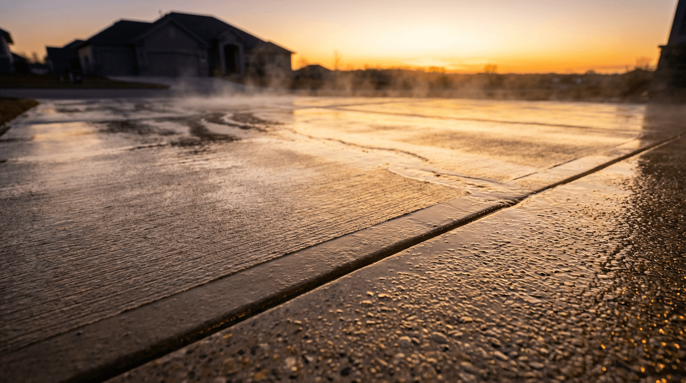 full driveway pressure washing rinse